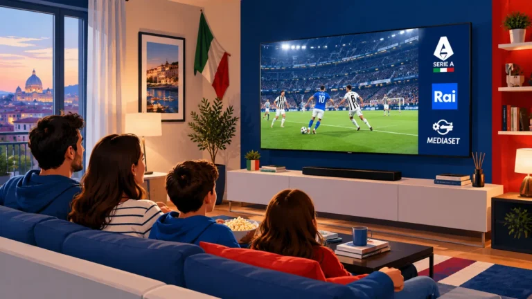 IPTV italiane: famiglia italiana guarda canali live su Smart TV